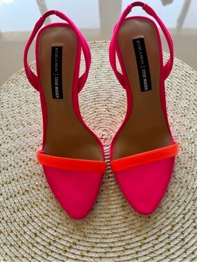 Steve Madden Neon Pink Slingback Heels with Orange Strap